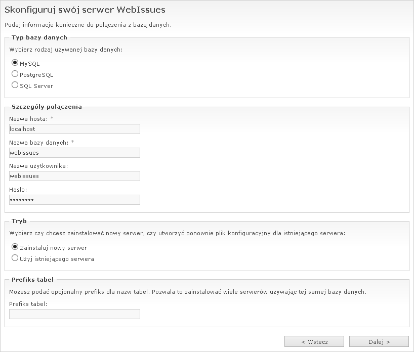 Konfiguracja połączenia z bazą danych