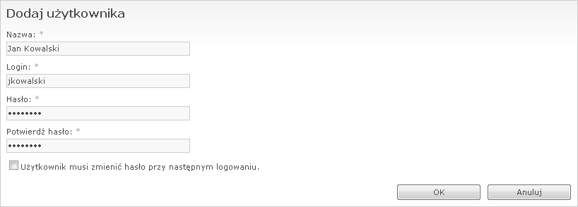 Tworzenie konta użytkownika