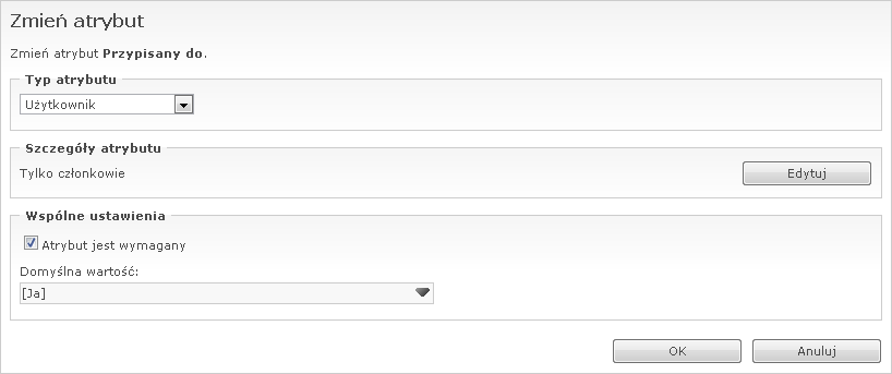 Zmiana definicji atrybutu