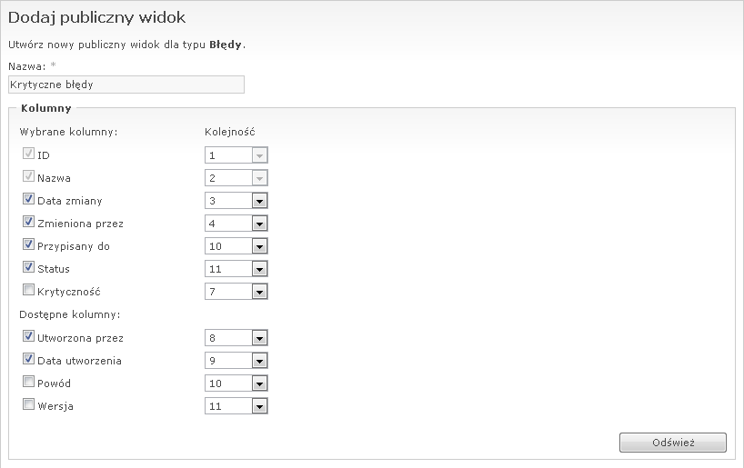 Edycja kolumn widoku